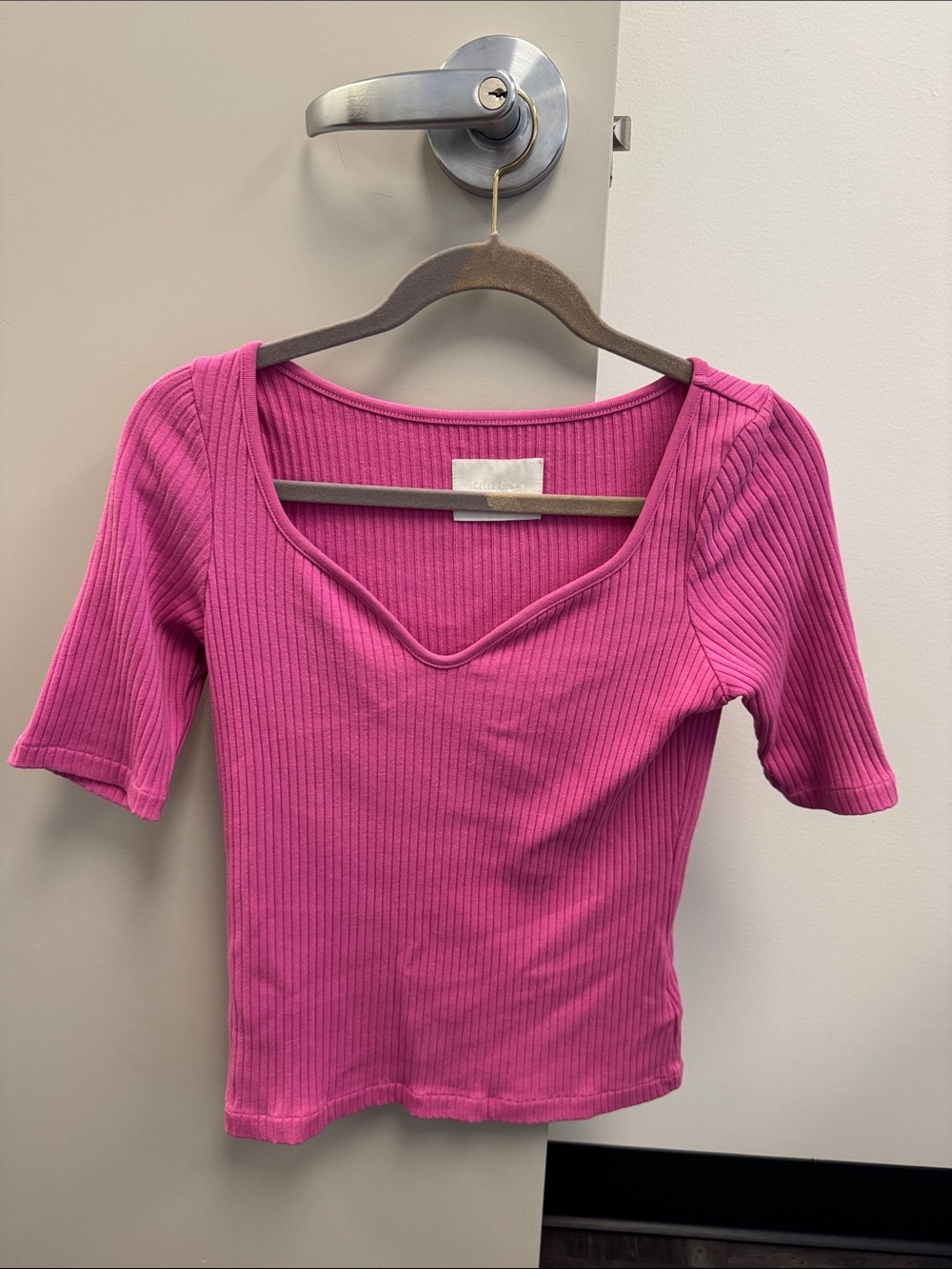 Citizens Of Humanity Ribbed Short-Sleeve Top in Hot Pink